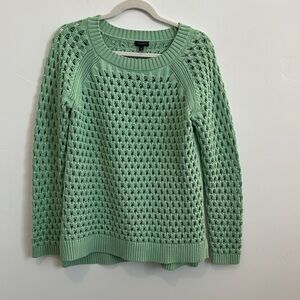 Talbots Open Weave Crew-Neck Sweater, Cotton/Poly, Mint Green, Size Medium